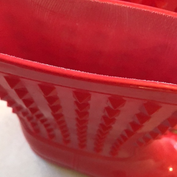 ❤️Soho Funky Red on Red Detail Rubber Plastic Rugged bottom galoshes Boots - Picture 8 of 13